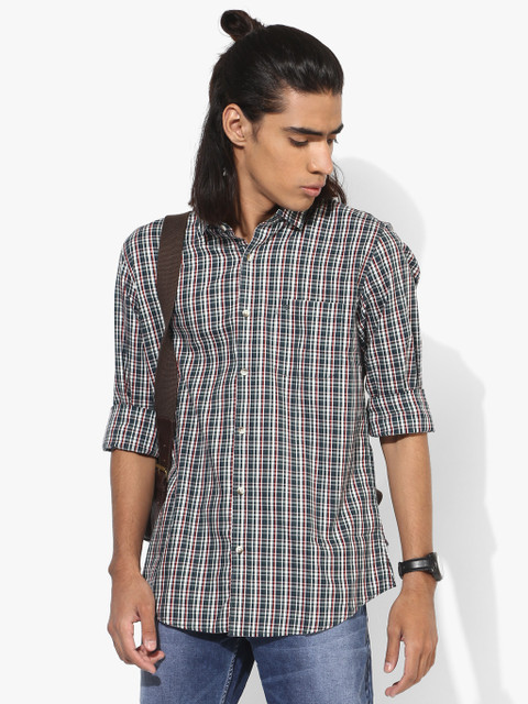 

Green Checked Slim Fit Casual Shirt