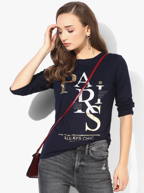 

Navy Blue Printed Blouse