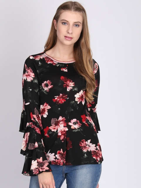 

NIZA Women Black Printed Top