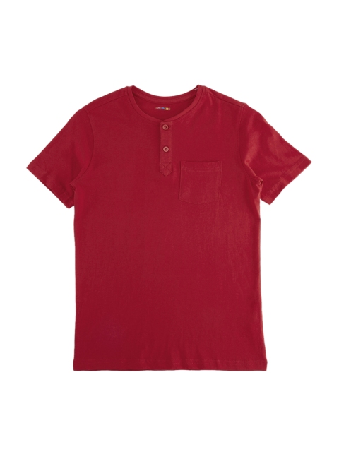 

POPPERS by Pantaloons Boys Red Solid Henley Neck T-shirt