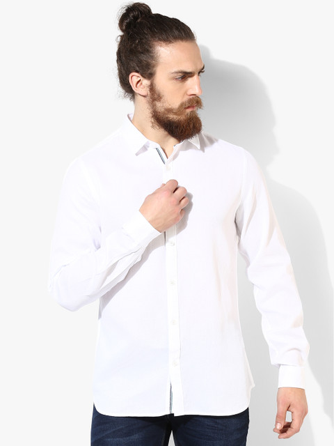 

United Colors of Benetton Men White Slim Fit Solid Casual Shirt