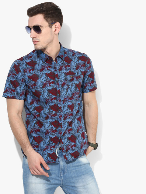 

Blue Printed Slim Fit Casual Shirt