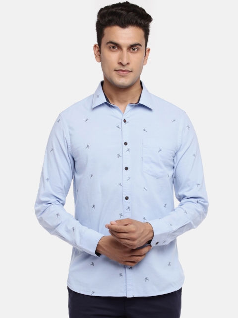 

BYFORD by Pantaloons Men Blue Slim Fit Printed Casual Shirt