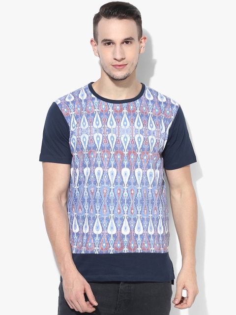 

Blue Printed Round Neck T-Shirt