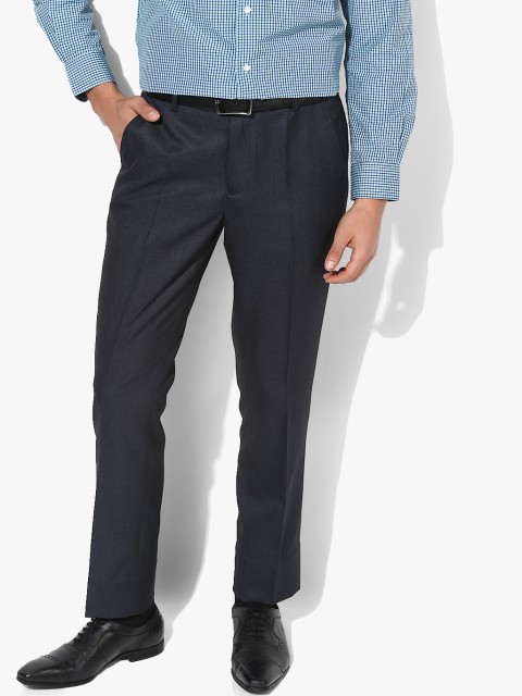 

Peter England Men Blue Slim Fit Solid Formal Trousers