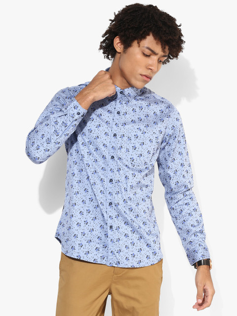 

Blue Printed Slim Fit Casual Shirt