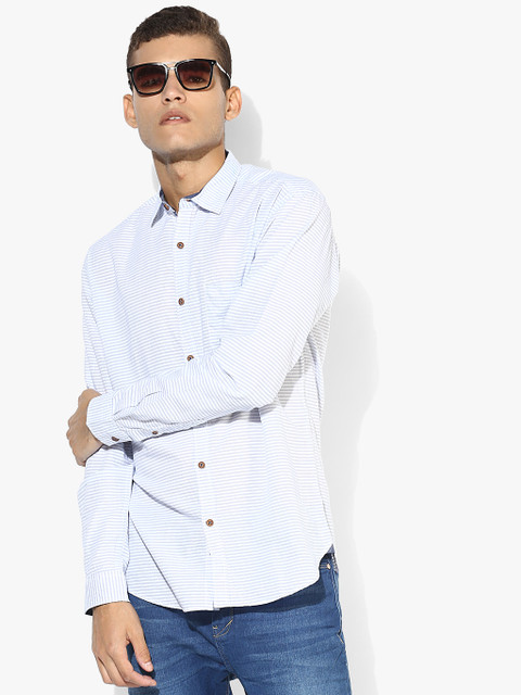 

White Striped Slim Fit Casual Shirt