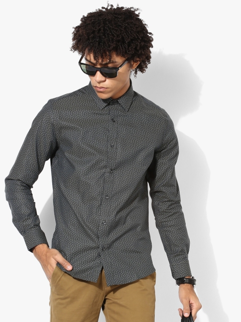 

Grey Printed Slim Fit Casual Shirt