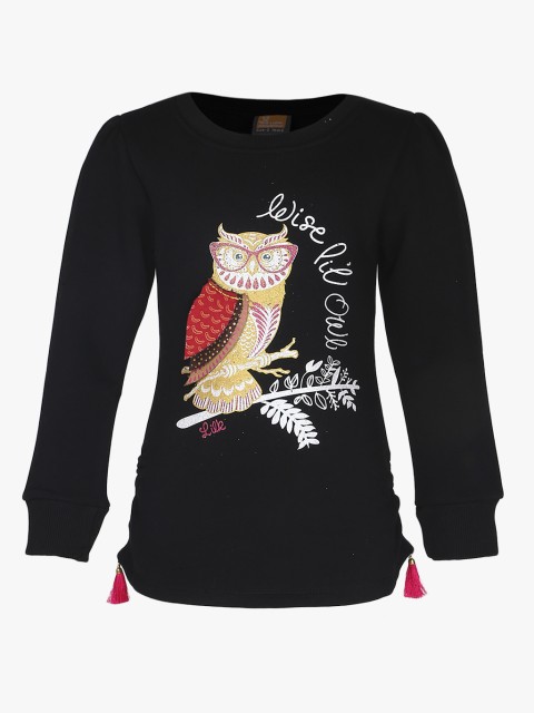 

Little Kangaroos Girls Black Printed Sweatshirt