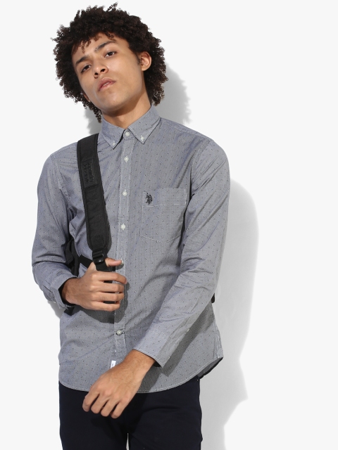 

U.S. Polo Assn. Black & Off-White Printed Regular Fit Casual Shirt