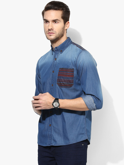 

Blue Washed Regular Fit Casual Shirt