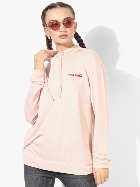 

DOROTHY PERKINS Women Peach-Coloured Solid Hooded Sweatshirt