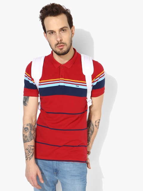 

Red Striped Regular Fit Polo T-Shirt
