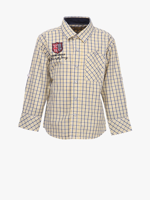 

Gini and Jony Boys Yellow & Navy Blue Regular Fit Checked Casual Shirt