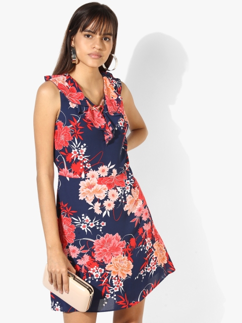 

Navy Blue Coloured Printed Shift Dress