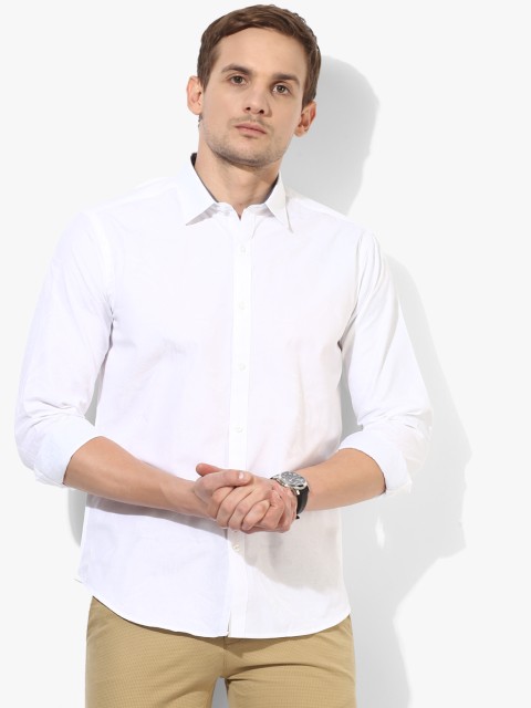 

White Textured Slim Fit Casual Shirt