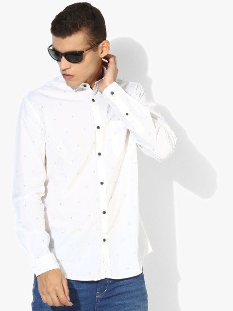

Off White Printed Slim Fit Casual Shirt