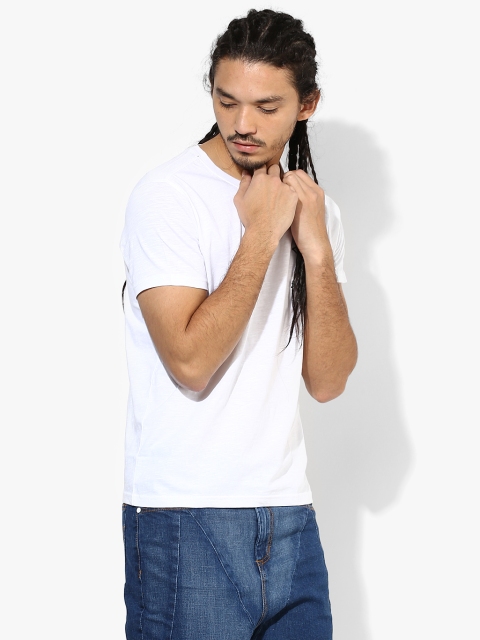 

White Solid Regular Fit Henley T-Shirt
