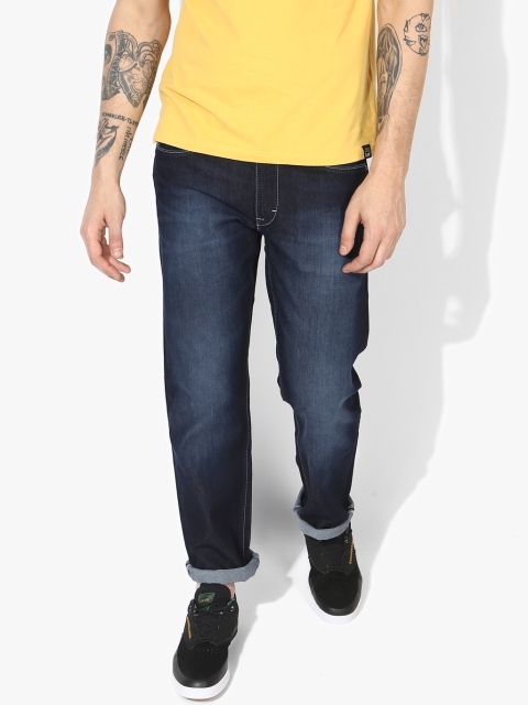 

Navy Blue Washed Mid Rise Regular Fit Jeans (Rodeo)