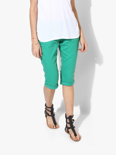 

s.Oliver Women Green Solid Skinny Fit Capris