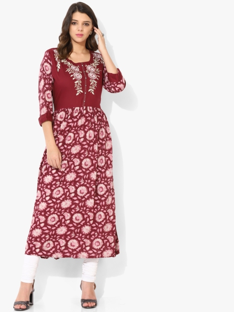 

Shree Women Maroon Floral Print Kurta