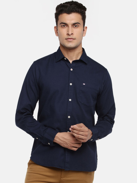 

BYFORD by Pantaloons Men Navy Blue Slim Fit Solid Casual Shirt