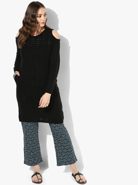 

RANGMANCH BY PANTALOONS Women Black Woven Design A-Line Kurta