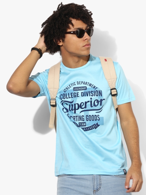 

Aqua Blue Round Neck T-Shirt