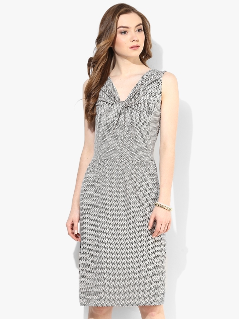 

Grey Colored Solid Skater Dress, Beige