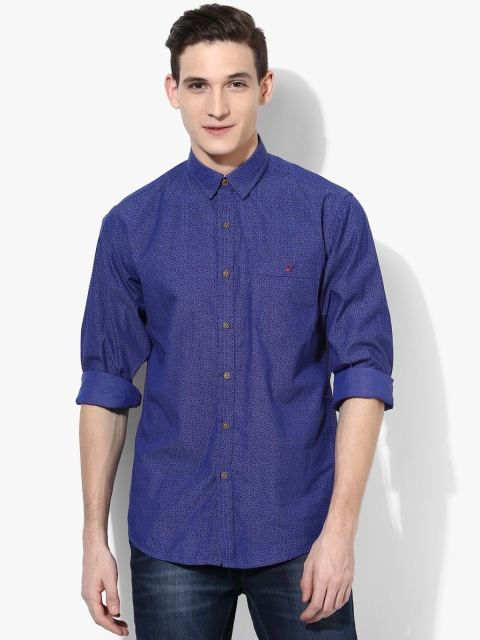 

Blue Printed Slim Fit Casual Shirt
