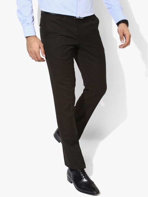 

Blackberrys Men Brown Solid Sharp B-95 Slim Fit Formal Trousers