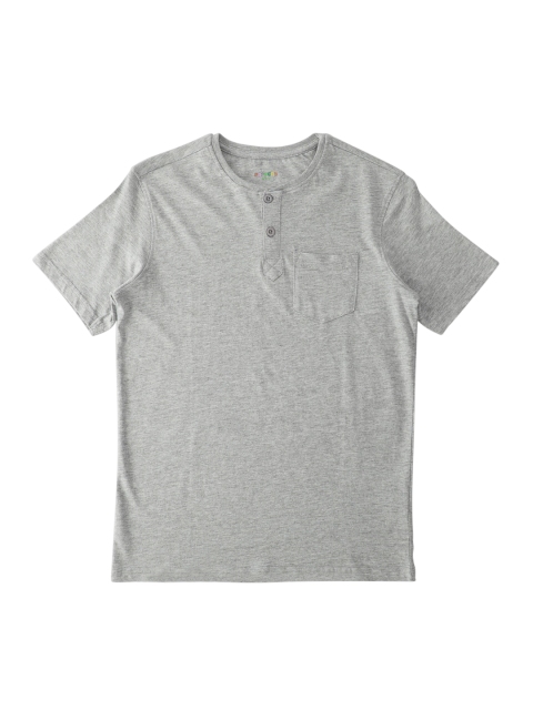 

POPPERS by Pantaloons Boys Grey Solid Henley Neck T-shirt