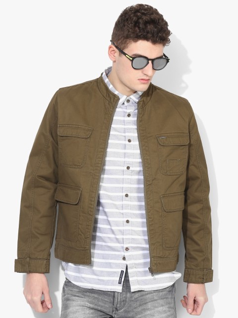 

Olive Solid Casual Jacket