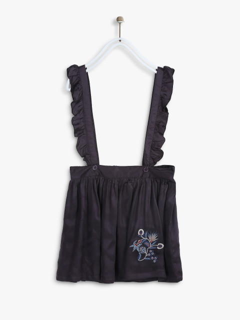 

Brown Embroidered Pinafore Dress