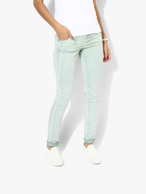 

JC Collection Green Solid Regular Fit Chinos