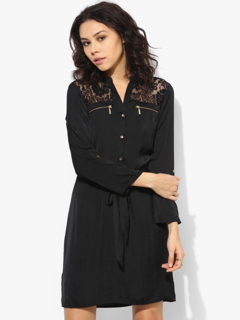 

Black Satin Shirt Dress