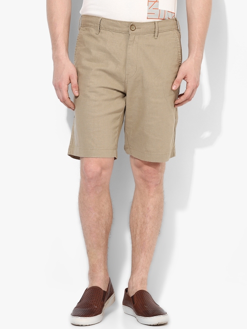 

Khaki Solid Slim Fit Shorts