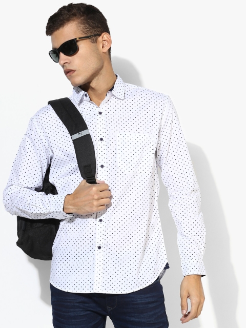 

White Printed Slim Fit Casual Shirt