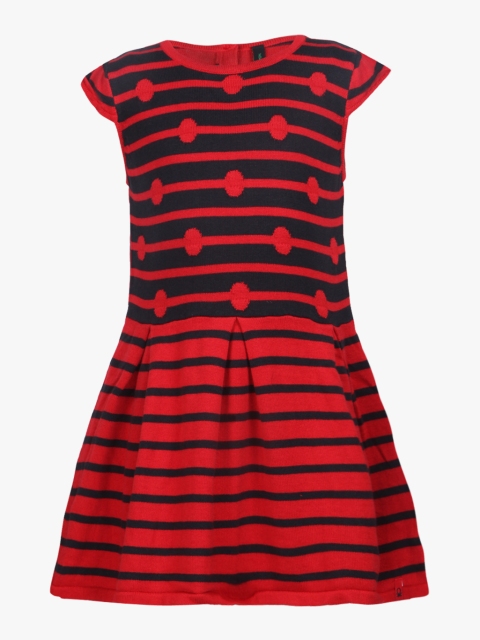 

United Colors of Benetton Red Striped Casual Dress
