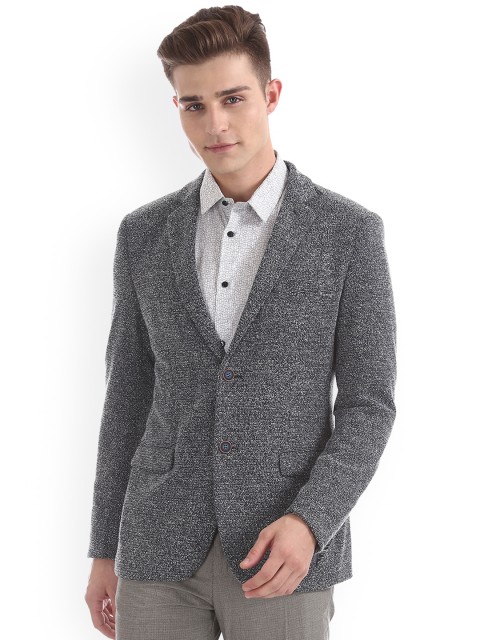 

Arrow New York Black & White Self-Design Single-Breasted Slim Fit Formal Blazer