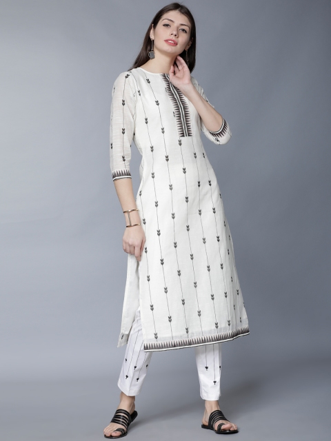 

Vishudh Women Cream-Coloured Printed Kurta with Palazzos