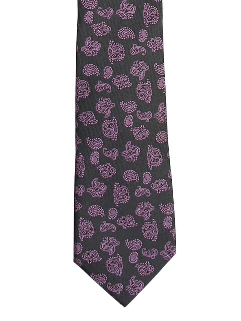 

Tossido Charcoal Woven Design Skinny Tie