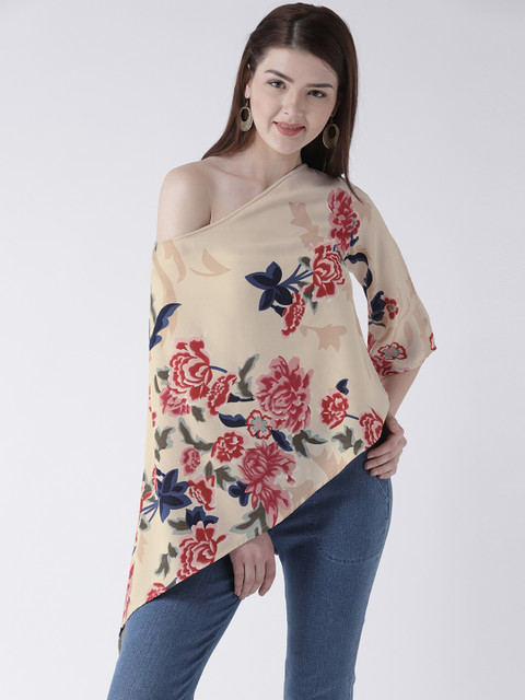 

DODO & MOA Women Off-White Printed Cape Top