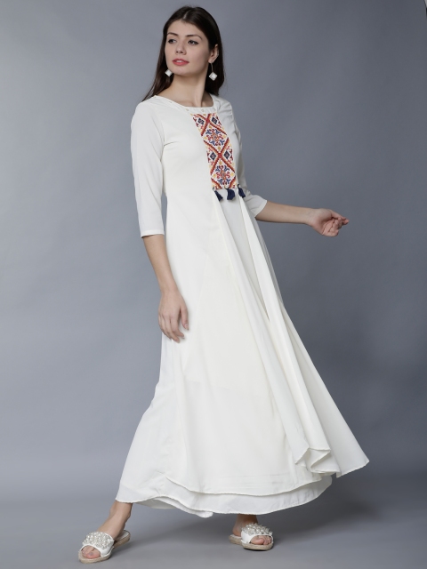 

Vishudh Women Off-White Solid Anarkali Kurta