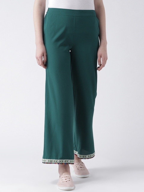 

DODO & MOA Women Green Solid Straight Palazzos