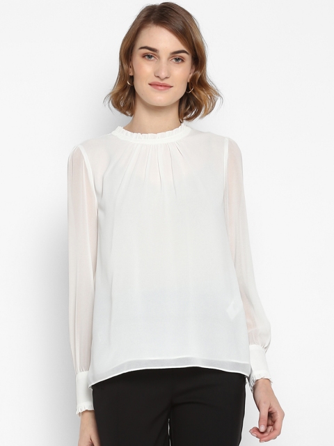 

Forever New Women White Solid A-Line Top