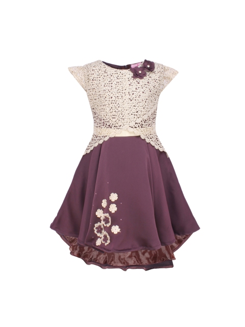 

CUTECUMBER Girls Purple Self Design Fit and Flare Dress