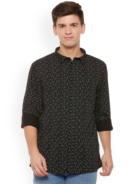 

People Men Black Slim Fit Printed Casual Shirt
