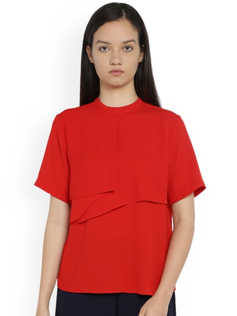 

Van Heusen Woman Red Solid Tiered Top