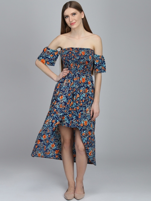 

DODO & MOA Women Navy Blue Printed Fit and Flare Dress